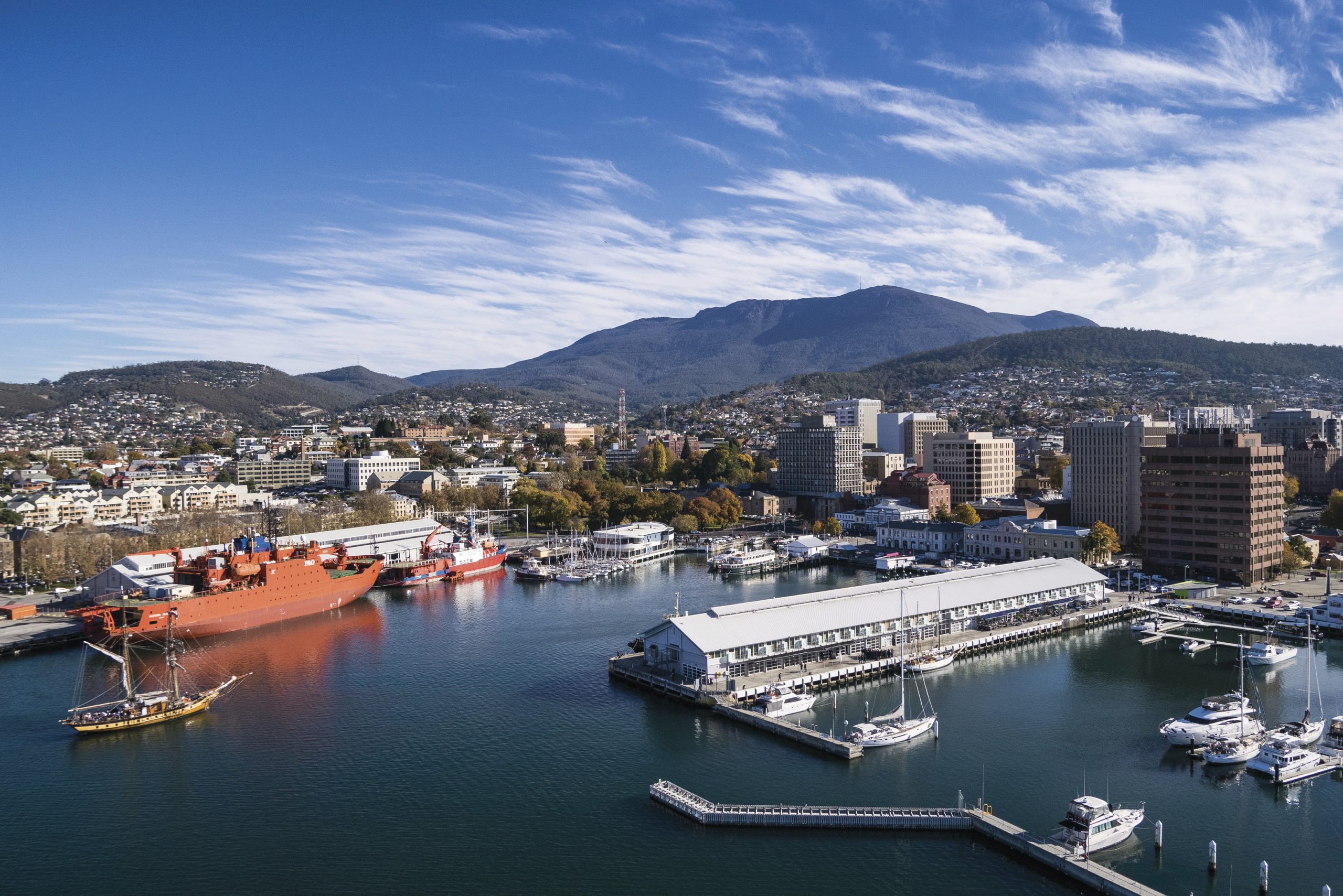 Aerial view of Hobart